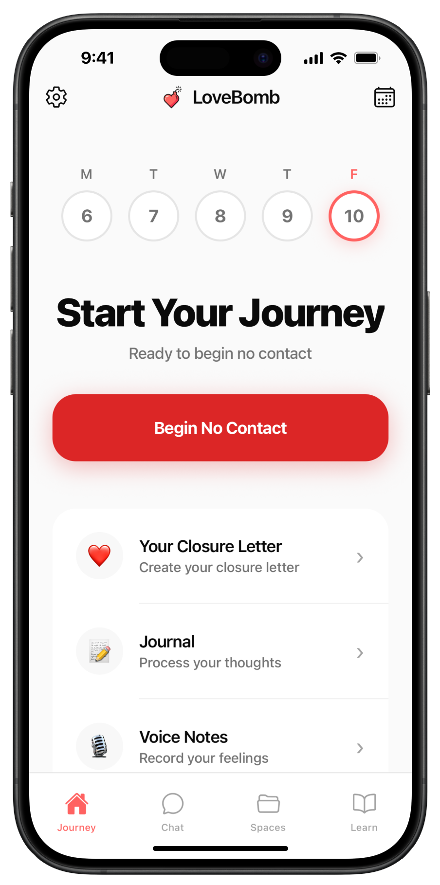 Preview of the LoveBomb mobile app